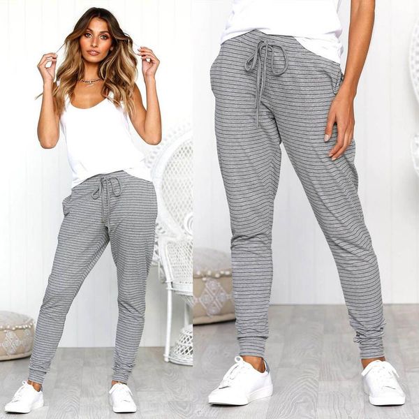 

women's pants & capris aibo carla women casual pencil pleated striped loose drawstring stretched trousers, Black;white