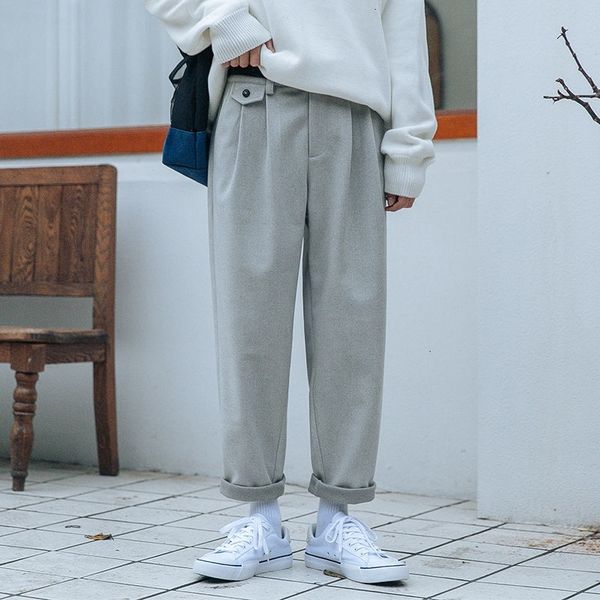 

men's pants autumn winter wide-leg fashion retro casual men streetwear korean loose straight mens trousers m-xl blqo, Black