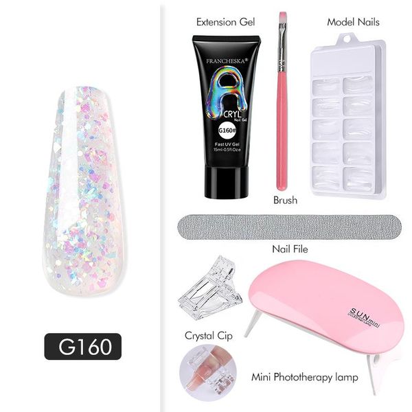 

nail art kits acrygel for nails extension with uv lamp quick building finger builder gel varnish kit permanent manicure set