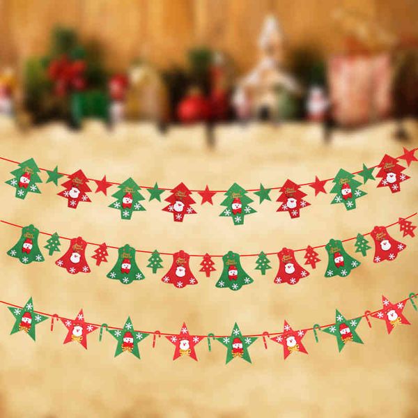 

decorations non woven five pointed star christmas flower felt christmas flag pendant mall shop hanging