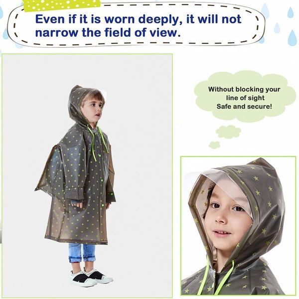 

raincoats fashion children raincoat thickened outdoor waterproof rain coat kids solid color rainwear with backpack position