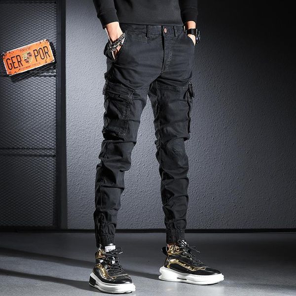 

men's pants 2021 autumn winter fashion jogger men cargo outdoor tactical military casual loose sweat trousers f248, Black
