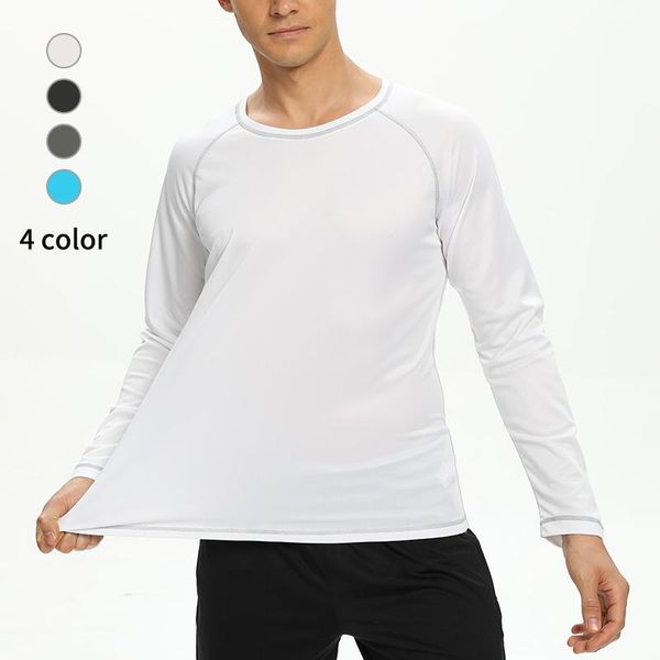 

one-piece suits men long sleeve rash guard shirts quick dry swim surfing upf 50+ uv sun protection athletic workout running t-shirt