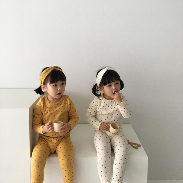 

clothing sets baby boy girl casual clothes set fall autumn polka dots t-shirt and pant outfits born korean style suit toddler soft homewear, White