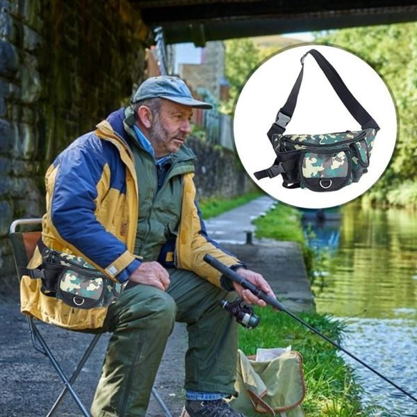 

fishing accessories multiple pocket tackle bag waist pack adjustable strap outdoor sports travel hiking cycling climbing