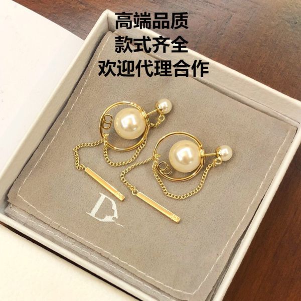 

special offer 2021 luxury designer jewelry original letter earrings pearl tassel female earrings 925 silver high quality