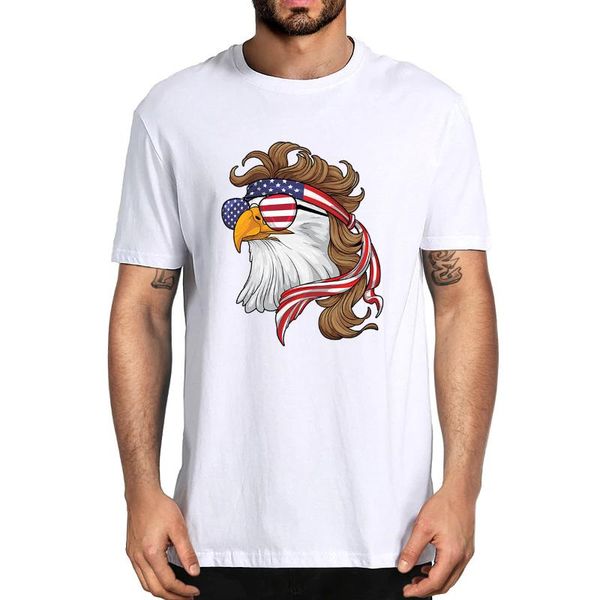 

men's t-shirts 100% cotton usa mullet eagle of fredom 4th july patriotic american funny summer novelty t-shirt casual women tee, White;black