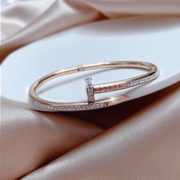 

party favor luxury design net red rose gold titanium steel light nail bracelet women's colorless minority ins cool wind and tide