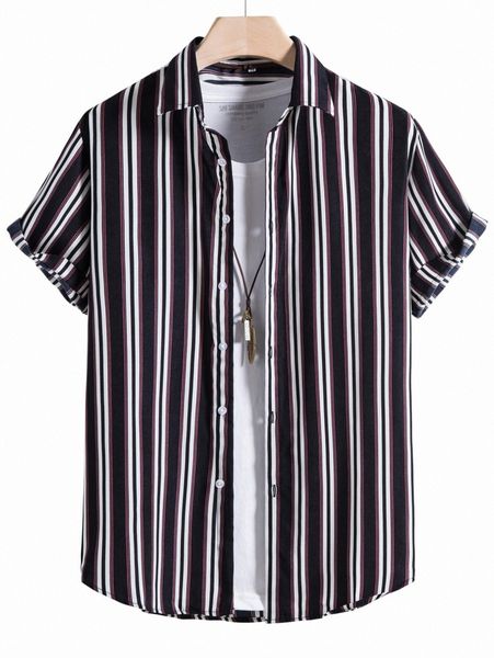 

men vertical striped shirt without tee 11pg#, White;black