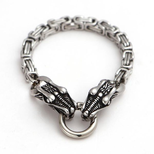 

charm bracelets fashion classic stainless steel dragon head bracelet men's punk rock motorcycle jewelry, Golden;silver