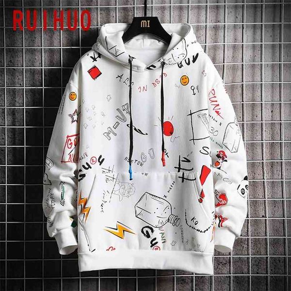 

ruihuo harajuku hoodie men clothing men's hoodies hip hop male sweatshirt japanese streetwear m-5xl spring 210813, Black
