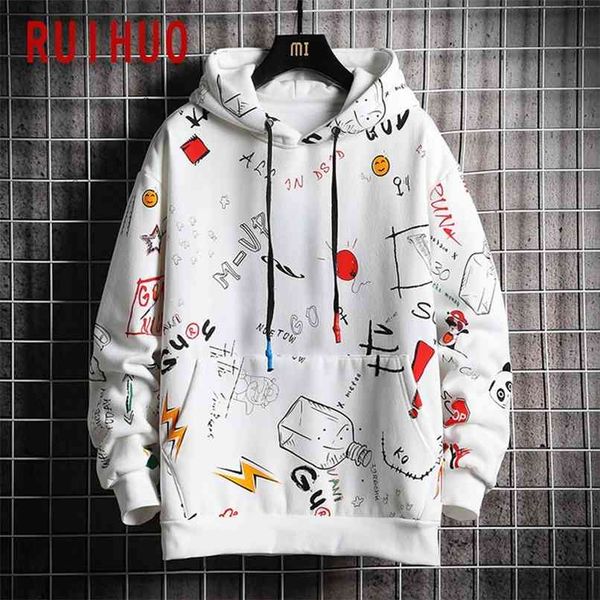 RUIHUO Felpa con cappuccio Harajuku Uomo Abbigliamento Felpe con cappuccio da uomo Hip Hop Felpa maschile Streetwear giapponese M-5XL Primavera 210813