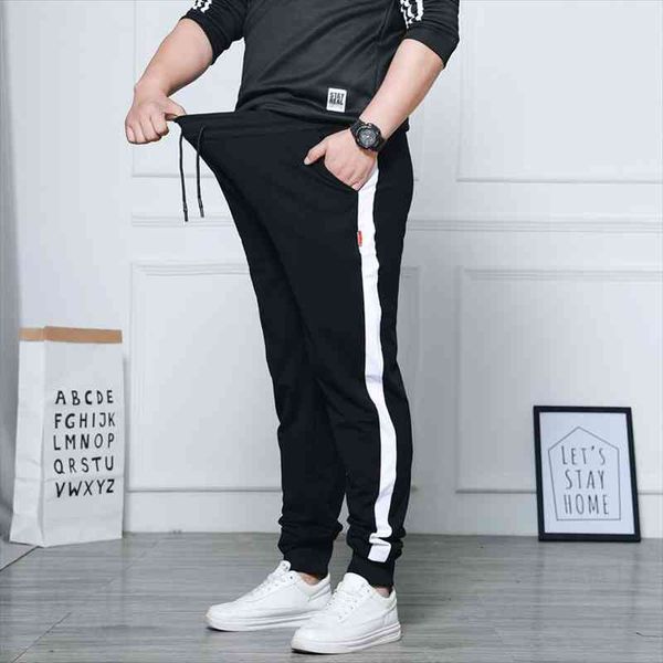 

spring mens casual pants super loose sweatpants men joggers side stripe cotton trousers tracksuit bottoms harem track pants, Black