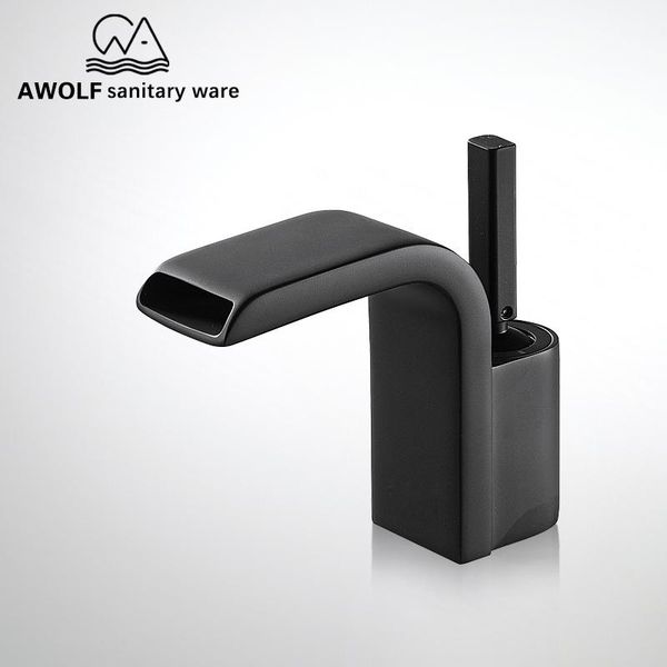 

bathroom sink faucets basin faucet vessel waterfall solid brass black chrome deck mounted modern cold water mixer tap ml8048