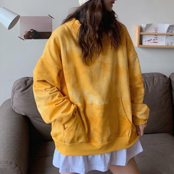 

women's hoodies & sweatshirts korean version pullover plus cashmere hooded tie dye street fashion loose autumn and winter the coat, Black