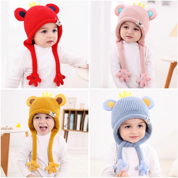 

caps & hats winter korean children's cute cartoon little palm baby woolen hat boys and girls knitted, Yellow