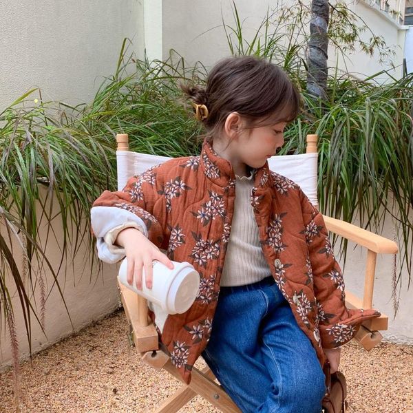 

jackets 2021 autumn arrival girls long sleeve floral coat kids for, Blue;gray