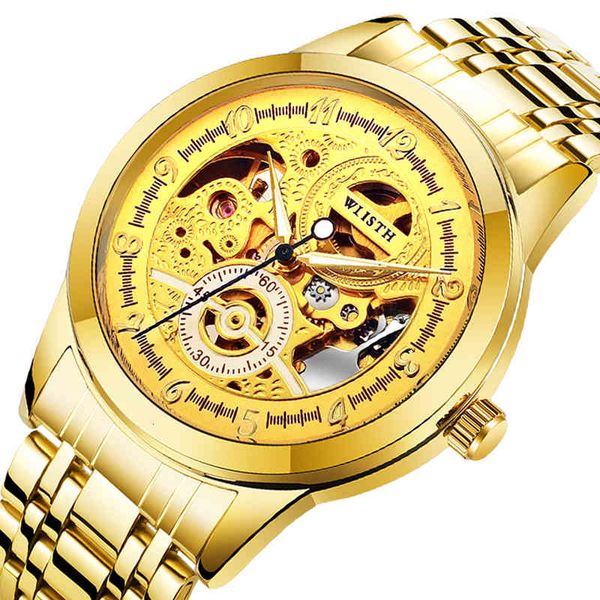 

horloge cadeaus voor vriendje mannen hollow automatische mechanische fashion casual lichtgevende waterdicht relogio masculino, Slivery;brown
