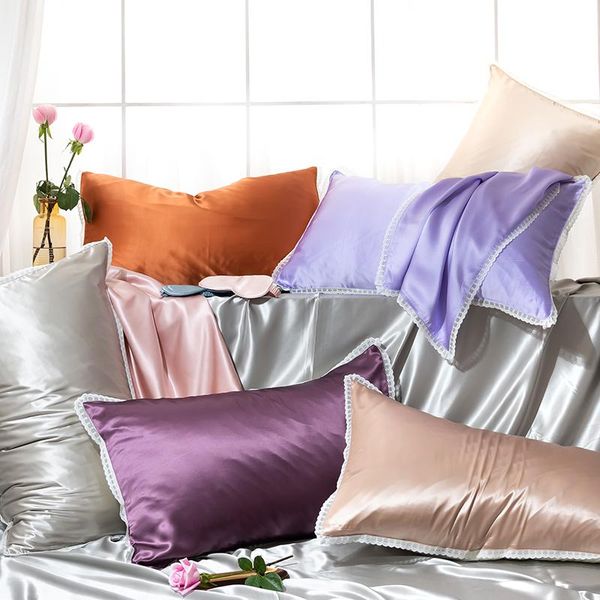 

pillow case sisisilk 100% pure silk pillowcase small lace natural mulberry