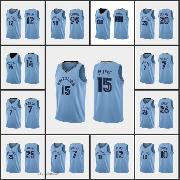 

printed custom memphisgrizzliesmen justin holiday kyle korver brandon clarke gorgui dieng ja morant ziaire williams custom blue statement je, Black