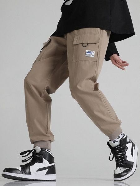

men letter patched cargo pants w6sn#, Black