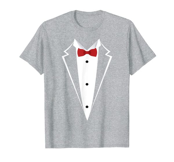

printed tuxedo with bowtie t-shirt, White;black