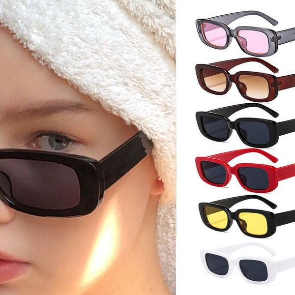 

sunglasses 2021 personalized small frame square rectangle punk street trend cool eyeglass shades glasses uv400, White;black