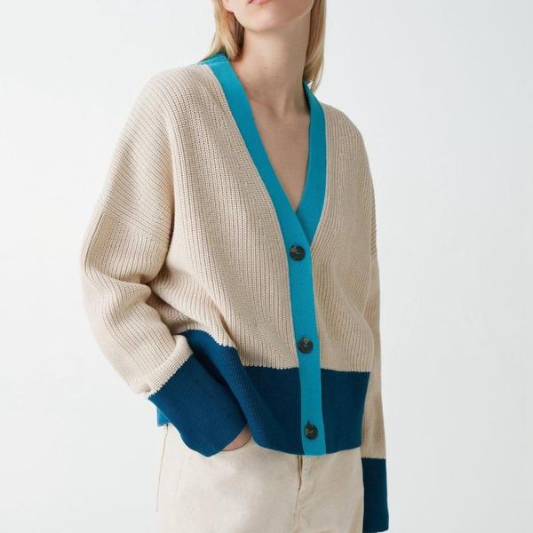 

women's knits & tees spring and autumn style jacquard knitted v-neck cardigan cotton sweater outer wear clothing, White