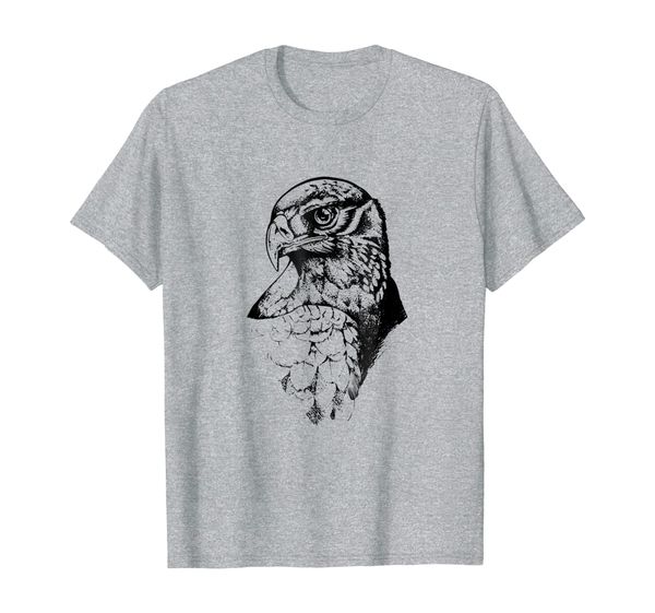 

red-tailed hawk shirt, White;black