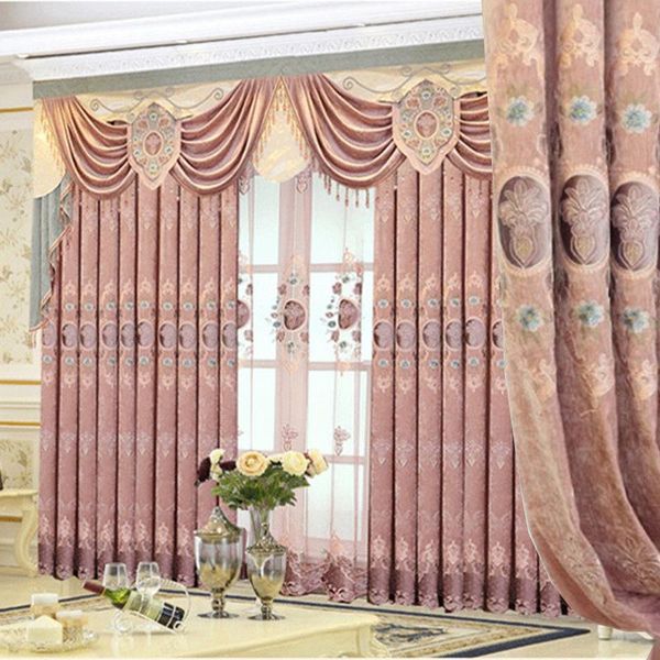 

curtain & drapes exquisite european-style chenille velvet embroidery curtains for living dining room bedroom.