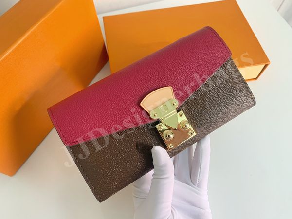 

designer women leather long wallet slim male femal purses money clip credit card dollar luxury wallets with box m67478, Red;black