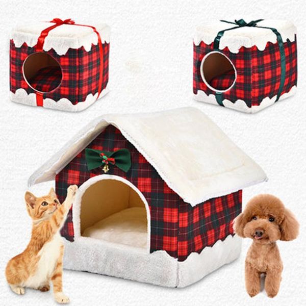 

kennels & pens pet dog house bed kennel basket deus inverno of novelty zapatillas de casa maiso year box puppy plaid 701183
