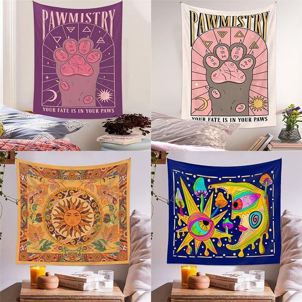 

tapestries room decor tarot tapestry mandala boho home wall hanging moon and sun bedroom living decorative carpets