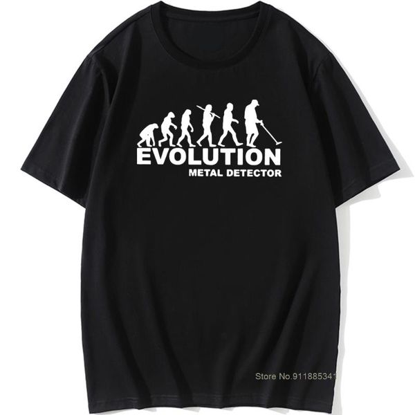 

men's t-shirts evolution metal detector detecting boyfriend t shirts funny graphic vintage cool cotton short sleeve o-neck t-shirt, White;black