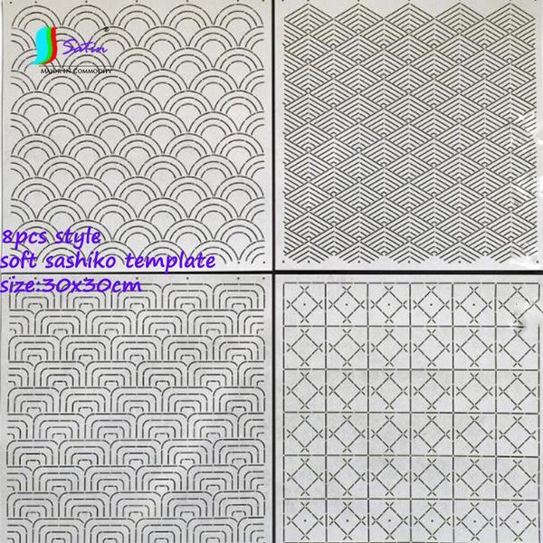 

sewing notions & tools 8 style large 30x30cm creative geometry wave matte white composite soft template diy dress hand embroidery tool sashi, Black
