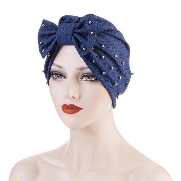 

beanie/skull caps turban women hat -selling forehead cross butterfly hijabs female national wind pearl headscarf cap fashion bag headb, Blue;gray