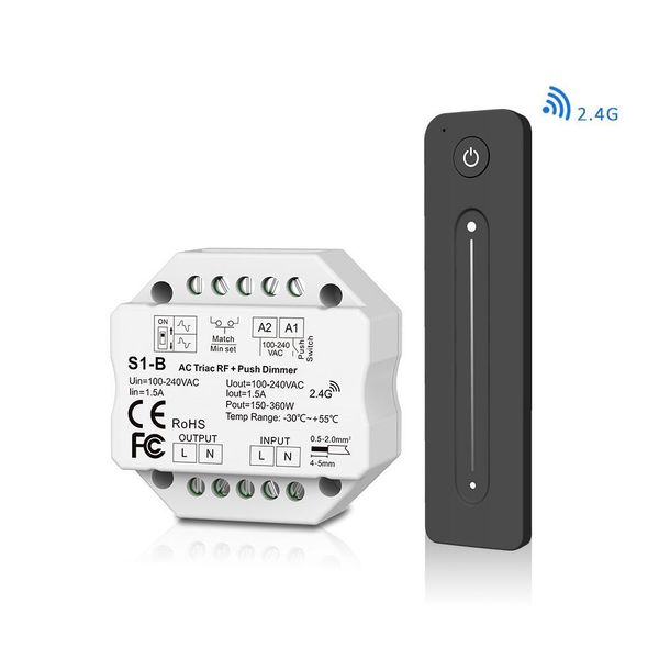 2021 Dimmer 220V 230V 110V LIP LIP PUSH PUSH PWM DIMMER SWITCH 2.4G sem fio RF Touch Controle remoto S1-B Dímer 220V