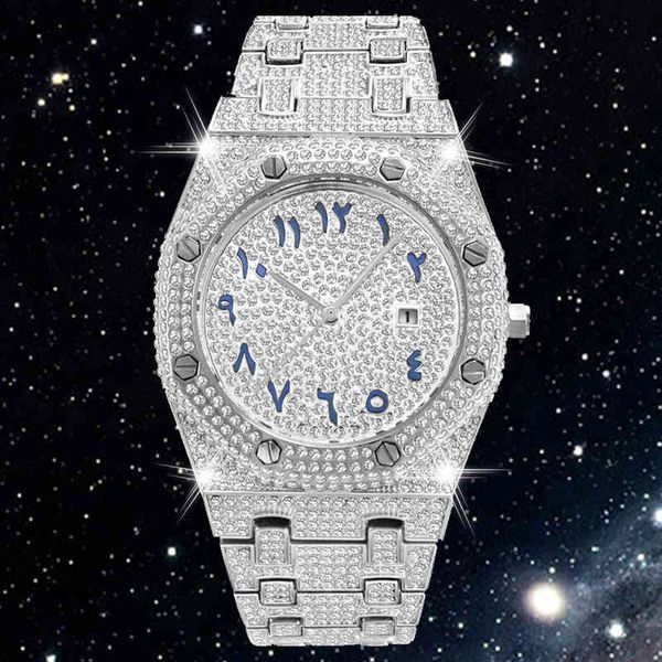 Full Diamond for Japan Quartz s es Bling CZ Iced Out Watch Hip Hop Luxury Reloj Hombre Regalo di gioielli da uomo