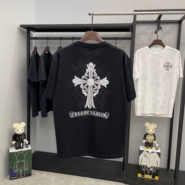 

2021 summer new ch crowe cross overlap print short sleeve t-shirt, White;black