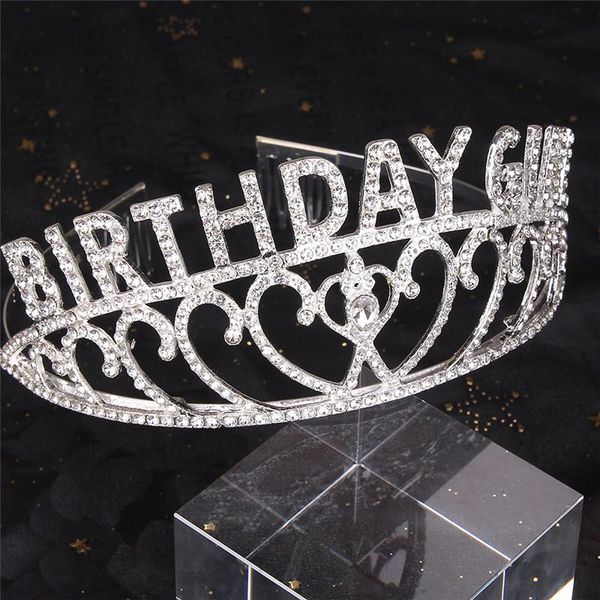 

hair clips & barrettes shiny zinc alloy happy birthday girl crown kids tiaras with comb, Golden;silver