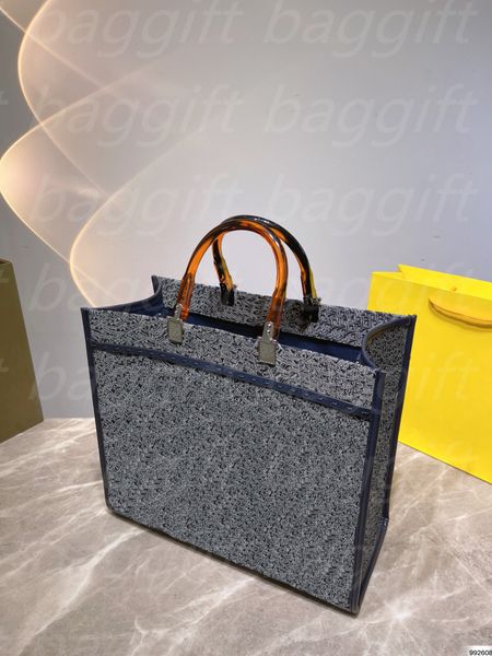 

luxurys denim blue white printing sunshine shopper roma medium tote double handles bags women crossbody leather shoulder strap bag colorfull