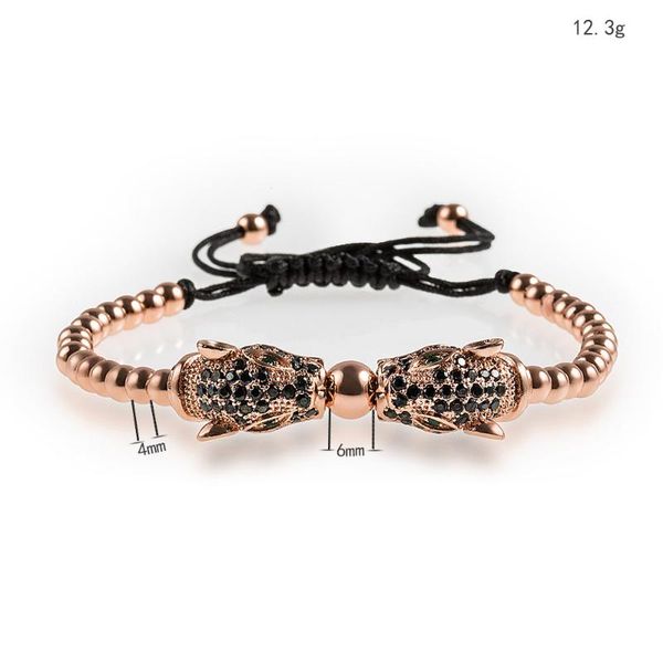 

beaded, strands natural stone men's bracelet charm lucky tiger leopard gold silver elastic ladies and men, Black