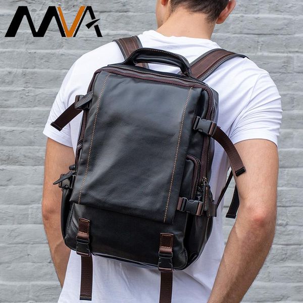 

backpack mva 2021 anti-thief fashion men multifunctional waterproof 15 inch lapbag man genuine leather travel 8985
