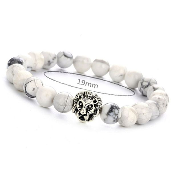 

bracelet 8mm white turquoise lion head beads jewelry, Golden;silver