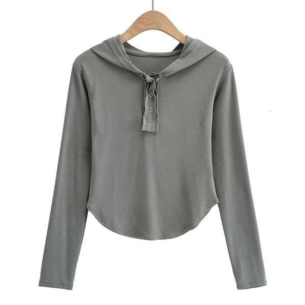 

hoodie women chic pure fashion slim curved long sleeve, Black