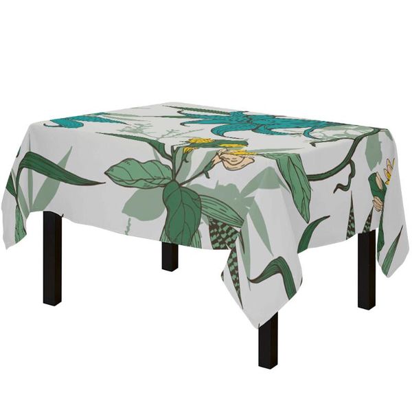 

table cloth oilproof plant carnation flower green leaf tablecloth wedding kitchen decor christmas