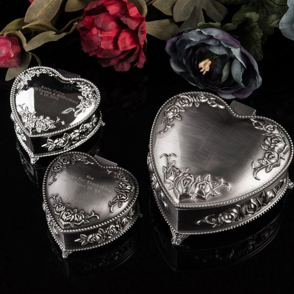 

party favor personalized custom wedding jewelry box, creative retro heart-shaped ring necklace collection anniversary box