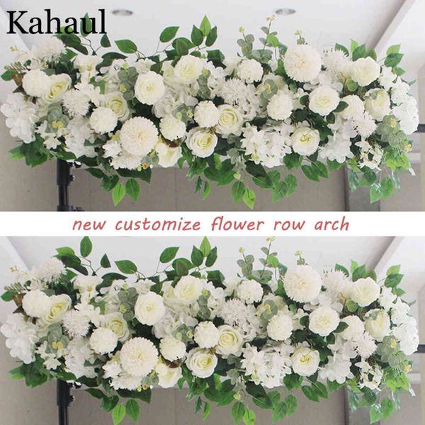 100cm e 50cm Custom Artificial Flores para Arranjo de Parede Casamento Suprimentos Seda Peônias Falske Flower Row Arch Arch Decor 211108