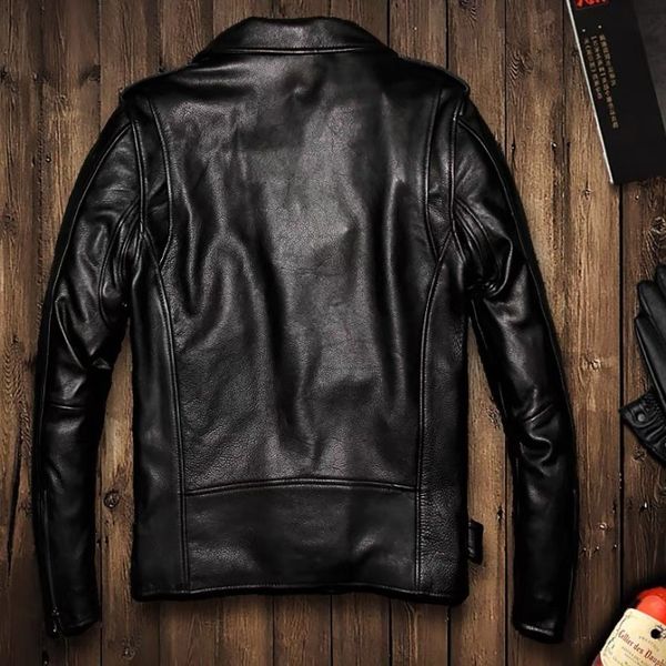 

men's fur & faux jacket spring and autumn men's leather coat stand-up punk motorcycle oblique zipper clothing retro pu 6s90, Black