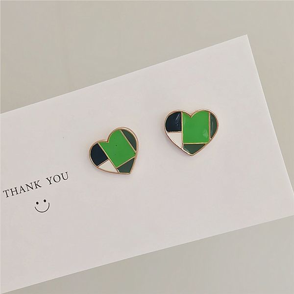 

color contrast love earrings simple small earrings temperament personalized splicing
